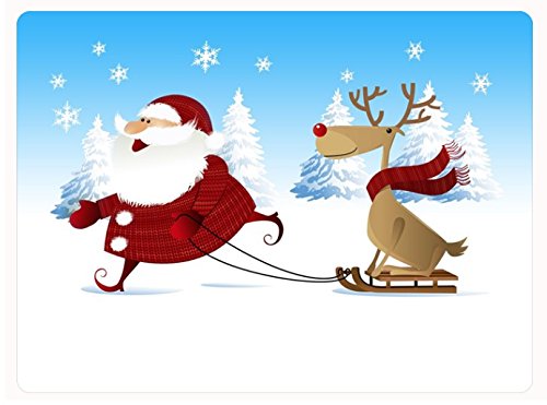 Sledding Santa and Reindeer Christmas Tempered Cutting Board