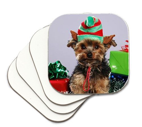 Yorkie Set of 4 Christmas Coasters