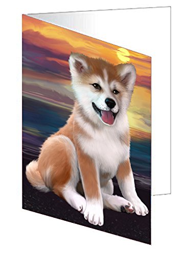 Shiba Inu Dog Handmade Artwork Assorted Pets Greeting Cards and Note Cards with Envelopes for All Occasions and Holiday Seasons D328