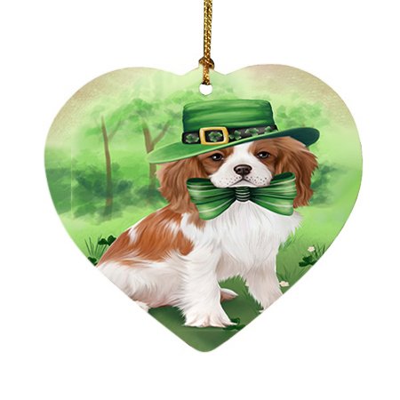 St. Patricks Day Irish Portrait Cavalier King Charles Spaniel Dog Heart Christmas Ornament HPOR48766