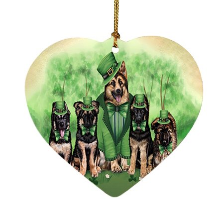 St. Patricks Day Irish Family Portrait German Shepherds Dog Heart Christmas Ornament HPOR48804