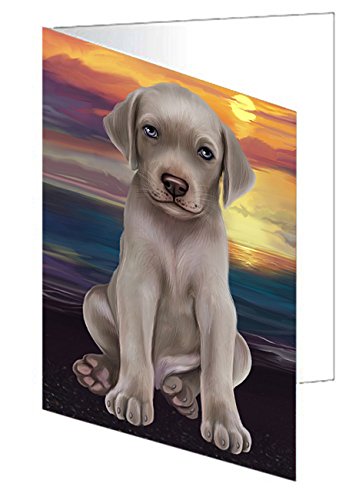 Weimaraner Dog Handmade Artwork Assorted Pets Greeting Cards and Note Cards with Envelopes for All Occasions and Holiday Seasons GCD49793
