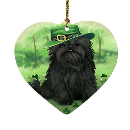 St. Patricks Day Irish Portrait Affenpinscher Dog Heart Christmas Ornament HPOR48443