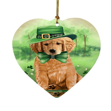 St. Patricks Day Irish Portrait Golden Retriever Dog Heart Christmas Ornament HPOR48808