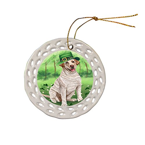 St. Patricks Day Irish Portrait Labrador Retriever Dog Ceramic Doily Ornament DPOR48823