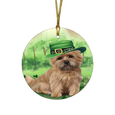 St. Patricks Day Irish Portrait Cairn Terrier Dog Round Christmas Ornament RFPOR48749