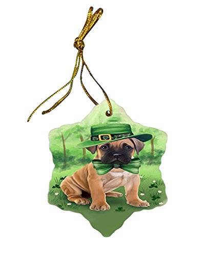 St. Patricks Day Irish Portrait Bullmastiff Dog Star Porcelain Ornament SPOR48749