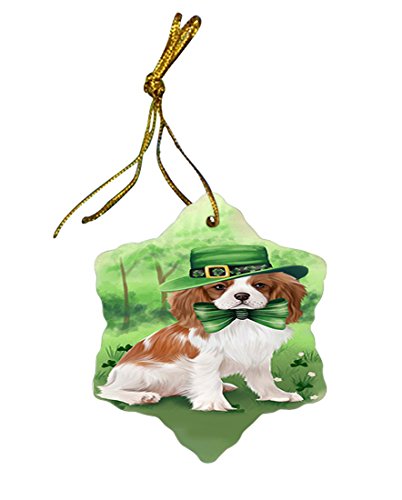 St. Patricks Day Irish Portrait Cavalier King Charles Spaniel Dog Star Porcelain Ornament SPOR48758