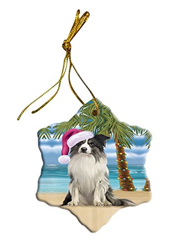Summertime Border Collie Dog on Beach Christmas Star Ornament POR2801