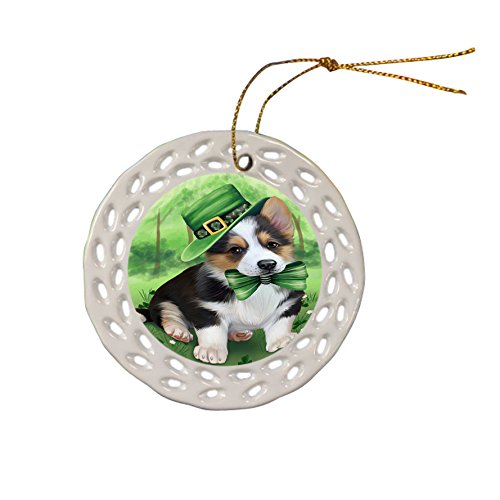 St. Patricks Day Irish Portrait Corgie Dog Ceramic Doily Ornament DPOR48789