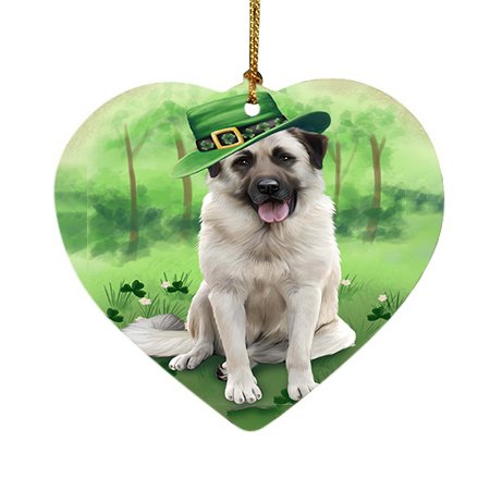 St. Patricks Day Irish Portrait Anatolian Shepherd Dog Heart Christmas Ornament HPOR48453