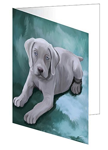 Weimaraner Puppy Dog Handmade Artwork Assorted Pets Greeting Cards and Note Cards with Envelopes for All Occasions and Holiday Seasons
