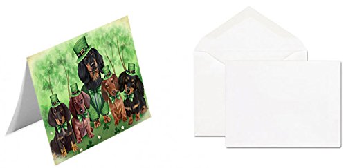 St. Patricks Day Irish Family Portrait Dachshund Dogs Handmade Artwork Assorted Pets Greeting Cards and Note Cards with Envelopes for All Occasions and Holiday Seasons GCD48453