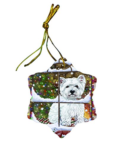 West Highland Terrier Dog Christmas Snowflake Ceramic Ornament