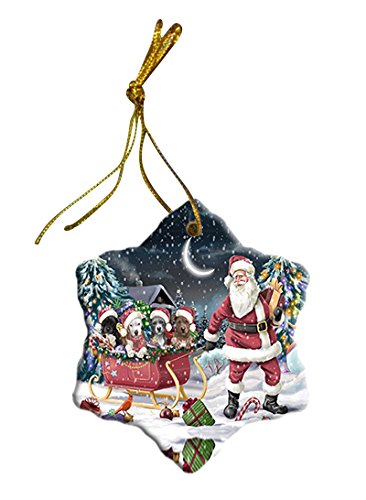 Santa Sled Dogs Pit Bull Christmas Star Ornament POR2721