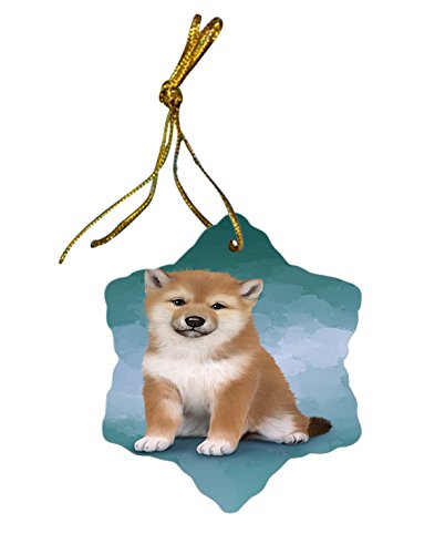 Shiba Inu Dog Christmas Snowflake Ceramic Ornament