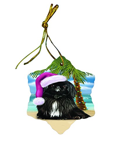 Summertime Pekingese Dog on Beach Christmas Star Ornament POR2995