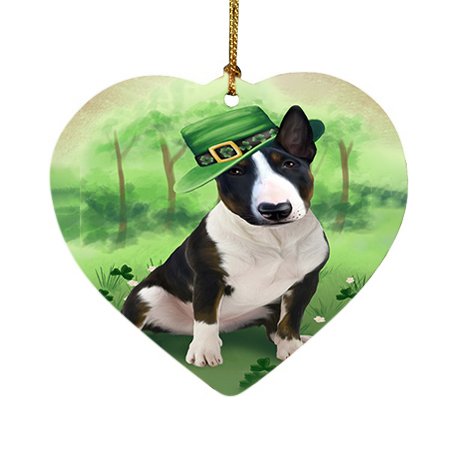 St. Patricks Day Irish Portrait Bull Terrier Dog Heart Christmas Ornament HPOR48745