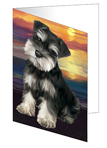 Schnauzer Dog Handmade Artwork Assorted Pets Greeting Cards and Note Cards with Envelopes for All Occasions and Holiday Seasons D319