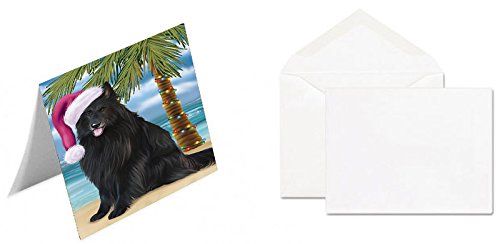 Summertime Happy Holidays Christmas Belgian Shepherds Dog on Tropical Island Beach Handmade Artwork Assorted Pets Greeting Cards and Note Cards with Envelopes for All Occasions and Holiday Seasons
