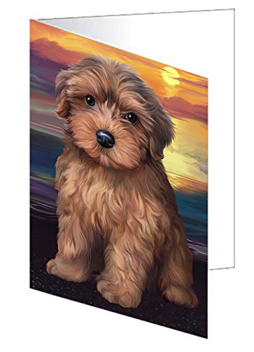 Yorkipoo Dog Handmade Artwork Assorted Pets Greeting Cards and Note Cards with Envelopes for All Occasions and Holiday Seasons GCD49805