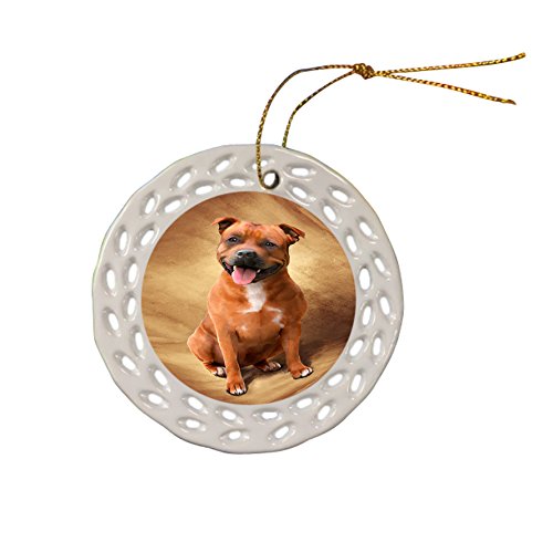 Staffordshire Bull Terrier Dog Christmas Doily Ceramic Ornament