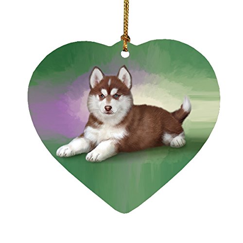 Siberian Husky Puppy Heart Christmas Ornament HPOR48126