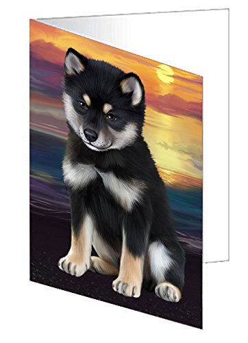 Shiba Inu Dog Handmade Artwork Assorted Pets Greeting Cards and Note Cards with Envelopes for All Occasions and Holiday Seasons D325
