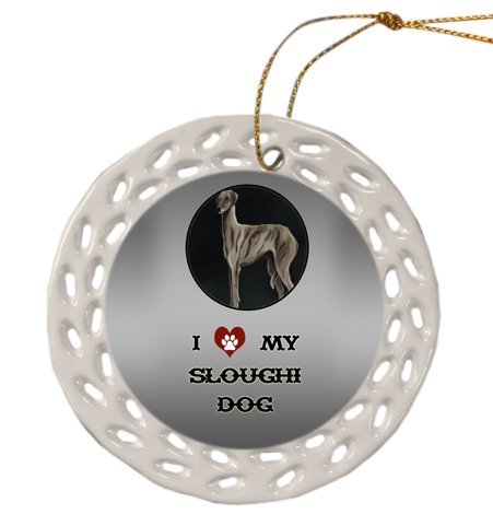 Sloughi Dog Christmas Doily Ceramic Ornament