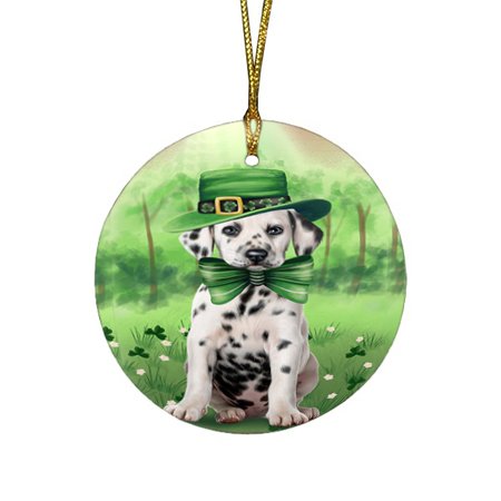 St. Patricks Day Irish Portrait Dalmatian Dog Round Christmas Ornament RFPOR48785