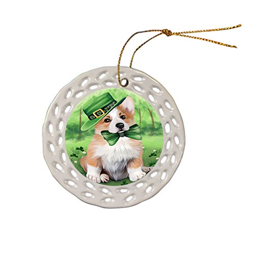 St. Patricks Day Irish Portrait Corgie Dog Ceramic Doily Ornament DPOR48791