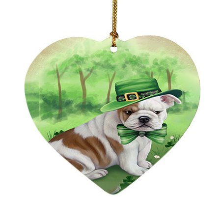 St. Patricks Day Irish Portrait Bulldog Heart Christmas Ornament HPOR48754
