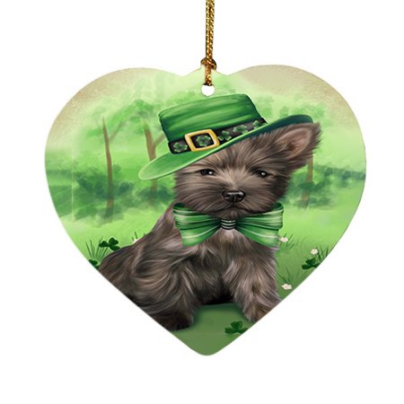 St. Patricks Day Irish Portrait Cairn Terrier Dog Heart Christmas Ornament HPOR48761