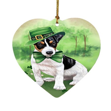 St. Patricks Day Irish Portrait Jack Russell Terrier Dog Heart Christmas Ornament HPOR48822