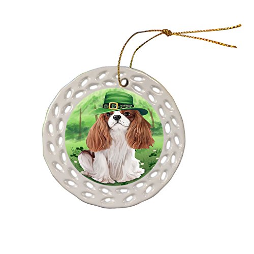 St. Patricks Day Irish Portrait Cavalier King Charles Spaniel Dog Ceramic Doily Ornament DPOR48763