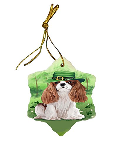 St. Patricks Day Irish Portrait Cavalier King Charles Spaniel Dog Star Porcelain Ornament SPOR48755