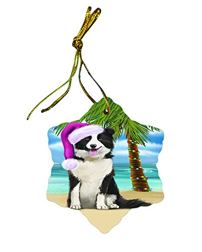 Summertime Border Collie Dog on Beach Christmas Star Ornament POR2986
