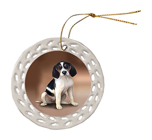 Treeing Walker Coonhound Dog Christmas Doily Ceramic Ornament
