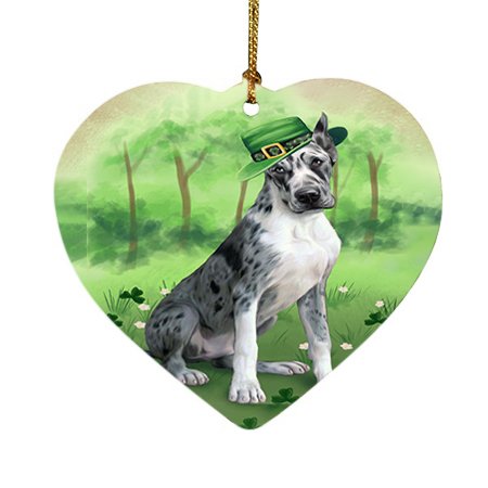 St. Patricks Day Irish Portrait Great Dane Dog Heart Christmas Ornament HPOR48809