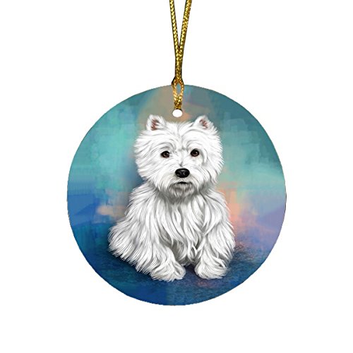West Highland Terriers Puppy Dog Round Christmas Ornament