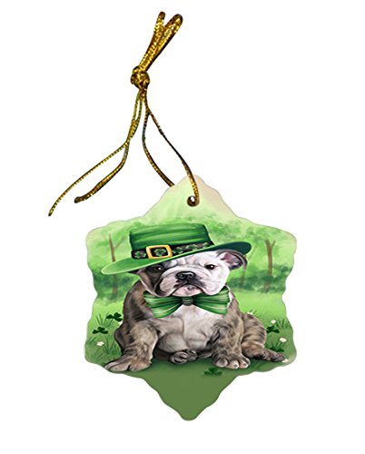 St. Patricks Day Irish Portrait Bulldog Star Porcelain Ornament SPOR48744
