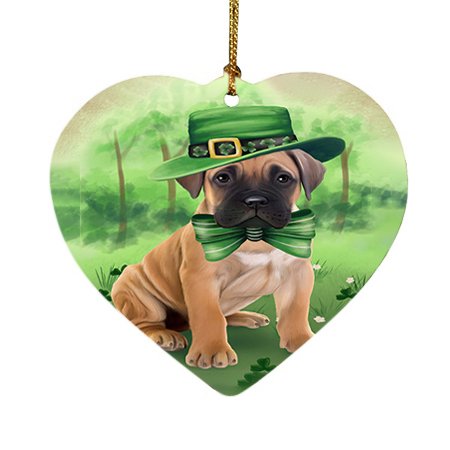 St. Patricks Day Irish Portrait Bullmastiff Dog Heart Christmas Ornament HPOR48757