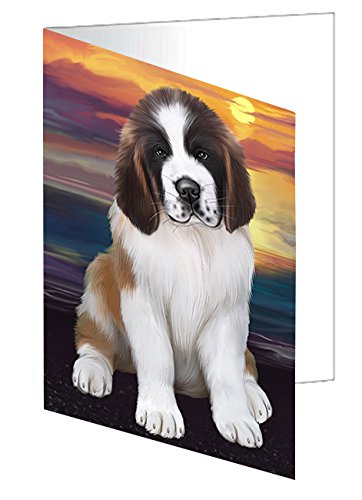 Saint Bernard Dog Handmade Artwork Assorted Pets Greeting Cards and Note Cards with Envelopes for All Occasions and Holiday Seasons D506