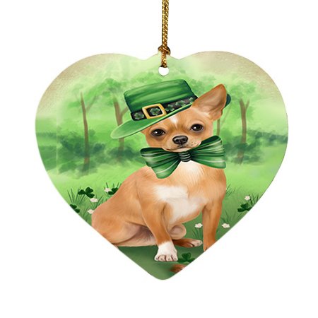 St. Patricks Day Irish Portrait Chihuahua Dog Heart Christmas Ornament HPOR48779
