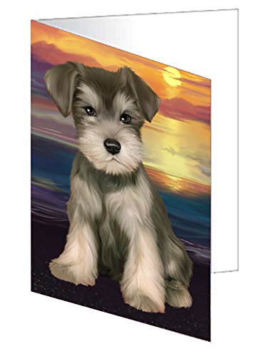Schnauzer Dog Handmade Artwork Assorted Pets Greeting Cards and Note Cards with Envelopes for All Occasions and Holiday Seasons D318