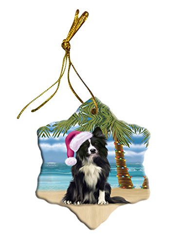 Summertime Border Collie Dog on Beach Christmas Star Ornament POR2797