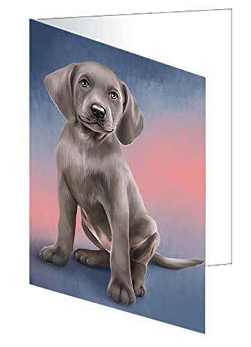 Weimaraner Dog Handmade Artwork Assorted Pets Greeting Cards and Note Cards with Envelopes for All Occasions and Holiday Seasons GCD49082
