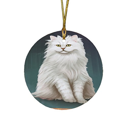 Tiffany Cat Round Christmas Ornament