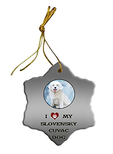 Slovensky Cuvac Dog Christmas Snowflake Ceramic Ornament
