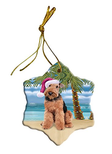 Summertime Airedale Terrier Dog on Beach Christmas Star Ornament POR2766